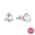 Boucles d'oreilles classiques en argent S925 avec zircons ronds et monture à trois griffes - Style Rond à Trois Griffes / Or blanc