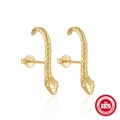 Minimalist S925 sterling silver snake stud earrings with golden finish and scale texture - Stereo Wrap Style (#2 Gold) / Gold