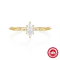 Anello in argento S925 dorato con diamante taglio marquise e design intrecciato - US 6 / Oro