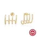 Pendientes minimalistas de plata de ley S925 dorada con cuatro garras sobre fondo blanco - Estilo geométrico de cuatro garras (#6 Dorado)