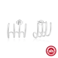 Pendientes de tuerca minimalistas de plata de ley S925 con cuatro garras pulidas - Estilo Minimalista de 3 Puntas (#6 Oro Blanco)