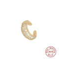 Minimalist S925 sterling silver gold-plated C-shaped ear cuff with pavé zircon stones - Multi-Row Pave Style / Gold