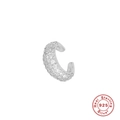 Sparkling S925 sterling silver C-shaped ear cuff featuring pavé-set cubic zirconia rows - Multi-Row Pave Style / White Gold