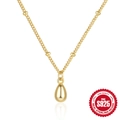 S925 Sterlingsilber Gold Halskette mit minimalistischem Wassertropfen Anhänger Design - 925er Silber / Gold