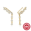 Elegante vergoldete S925 Silber Ohrmanschetten mit funkelnden Zirkonia-Steinen für Damen - Vertikale Anhänger Ohrkletterer (Stil 2) / Gold