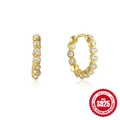 Elegante Creolen aus S925 Sterlingsilber mit Goldbeschichtung und Zirkonia-Besatz - Minimalistischer Creolen-Stil (#1) / 925er Silber / Gold