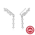 S925 Sterling Silber Ear Crawler Ohrringe mit vertikalem Anhänger und weißen Zirkonia-Steinen - Vertikale Anhänger Ohrkletterer (Stil 2) / Weißgold