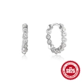 Classic 925 sterling silver hoop earrings with clear round sparkling zircon stones - Minimalist Hoop Style (#1) / White Gold