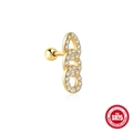 925 Sterling Silber Gold Vergoldete Hip-Hop-Kettenohrringe mit Funkelnden Zirkoniasteinen - Ineinandergreifende Ringe (Gold)
