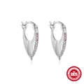 925 sterling silver fan shaped hoop earrings with pink gradient crystals and S925 hallmark - Fan Wave Style (Style 1) / White Gold