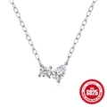 Elegant 925 sterling silver necklace featuring cluster of round and pear-cut cubic zirconia - White Gold