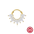Gold plated S925 sterling silver septum ring with marquise cut marquise stones - Marquise Fan Style / Gold
