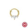 S925 sterling silver gold hoop ring with marquise opal and clear zircon accents - Pear Cut Zirconia Style / Gold