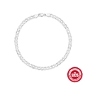 Klassisches S925 Sterlingsilber Panzerarmband für Damen mit polierten flachen Gliedern - 925er Silber / Silber