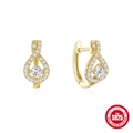 Elegant S925 sterling silver infinity hoop earrings with sparkling cubic zirconia stones - Waterdrop Cross Starburst Style / Gold