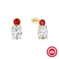 Pendientes de plata 925 con piedras rojas y blancas con un acabado en oro fino - Circón Rojo / Dorado