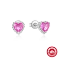 S925 sterling zilveren hart oorknopjes met roze zirkonia en een verfijnde parelrand - 925 zilver / Roze Hart (Witgouden Basis)