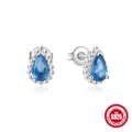 S925 sterling zilveren druppeloorbellen met blauwe edelsteen in druppelvormig design - 925 zilver / Blauwe Waterdruppel (Witgouden Basis)