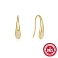 Elegant S925 sterling silver gold-plated teardrop earrings with sparkling zircons - Small Teardrop Shape / Gold