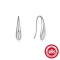 Elegant S925 sterling silver teardrop earrings featuring sparkling pavé zircon stones - Small Teardrop Shape / White Gold