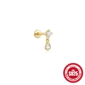 Orecchino a perno minimalista in argento S925 dorato con pendenti in zircone rotondi e a goccia - Stile a goccia dorata