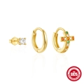 Set orecchini in argento 925 dorato con croce in zircone colorato e perno - Set Orecchini Croce Colorata (#3) / Oro