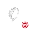 Anillo abierto de loto en plata de ley S925 con diseño minimalista de pétalos - Estilo Flor de Loto (Plateado #1)