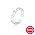 Adjustable S925 sterling silver open toe ring featuring a hollow heart link design - Hollow Heart Style / Silver