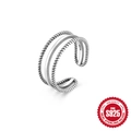 Three-layer vintage S925 sterling silver open ring featuring twisted rope textures - Triple Layer Intertwined Style / Oxidized Silver