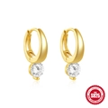S925 sterling zilveren oorringen met ronde zirkonia bedeltjes in goud - Eenvoudige Hoop Hanger (Model-4) / Goud