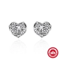 S925 sterling silver heart rose stud earrings with pave-set sparkling white cubic zirconia - Pave Rose Heart Style (#7)