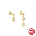 Asymmetric S925 sterling silver earrings with round cubic zirconia in gold plating - Asymmetric Long/Short Zirconia Style (#7 Gold) / Gold