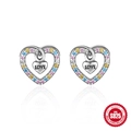 S925 silver heart studs with colorful zircons and LOVE pendant in silver finish - Colored Zircon LOVE Pendant Heart Style (#4)
