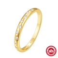 Elegant gold S925 sterling silver moon ring with zircon stones for engagement and daily wear - Gold #8