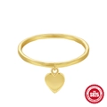 Minimalist S925 sterling silver golden ring featuring a smooth heart pendant charm - Heart Pendant Style / Gold