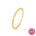 Elegant S925 sterling silver gold-plated thin band ring featuring small pavé zircon stones - Size 7 / Pave Row Slim Ring Style (Gold #1) / Gold #1