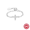Anello catena a croce in argento S925 con zirconi e perla di regolazione - Stile Croce Zirconia (60107908700) / Oro bianco
