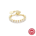 Anello regolabile in argento 925 placcato oro con catena tennis di zirconi scintillanti - Stile a Fila Eternity (60107921380) / Oro