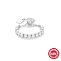 Anello a catena regolabile in argento sterling S925 con zirconi cubici scintillanti - Stile a Fila Eternity (60107921380) / Oro bianco
