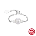 Anello regolabile in argento sterling S925 con perla bianca e zirconi cubici lucenti - Stile Perla con Zirconia (60107938970) / Oro bianco