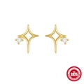 Elegante S925 Sterlingsilber Stern-Ohrstecker mit Gold-Finish und funkelndem Zirkon - Vierzackiger Stern Stil