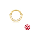 Cerchio geometrico a cerniera in argento S925 placcato oro con cristalli lucenti - Stile Bordo Perlato (Oro Singolo #5)