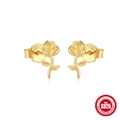 Elegante goldene Rosen-Ohrstecker aus 925er Sterlingsilber mit feinen Blütenblättern - Rosenstil