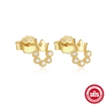 Elegante goldene Kronen-Ohrstecker aus S925 Sterlingsilber mit glänzenden Zirkonia - Kronen-Stil