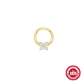 S925 sterling silver 14K gold cartilage hoop with opal and zircon flower accents - Four-petal Flower Style / Gold