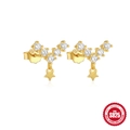 S925 Sterling Silber vergoldete Stern-Ohrstecker mit Zirkonia-Steinen und Sternanhängern - Sternschliff-Anhänger-Stil