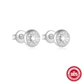 Boucles d'oreilles halo en argent sterling S925 avec zircons cubiques brillants - Style Design Halo Rond / Or blanc