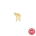 Elegante gouden S925 sterling zilveren oorknop met witte edelstenen en kwastjes - Drie Metalen Druppels Hanger Stijl (Goud Stijl #5)