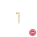 S925 sterling zilveren gouden oorknopje met drie rechthoekige zirkonia's en platte rug - Triple Rechthoekige Zirkonia Verticale Stijl (Goud Stijl #8)