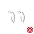 C-förmige Wellen-Ohrstecker aus 925er Sterlingsilber mit funkelnder Zirkonia-Reihe - Doppelreifen Eingelegter Stil (#3 Platin) / Weißgold